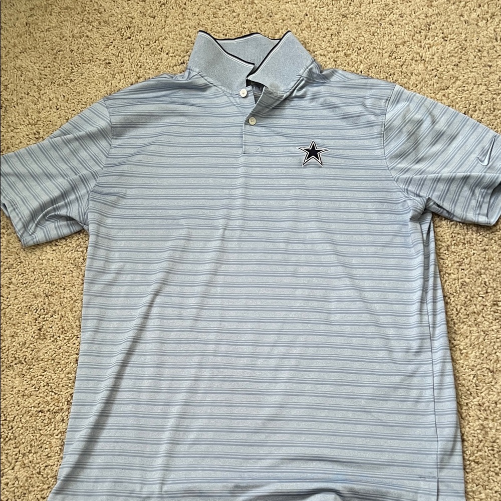 Nike Light Blue Striped Polo Shirt